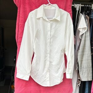SHEIN White Button-Up Collared Long Sleeve Shirt
